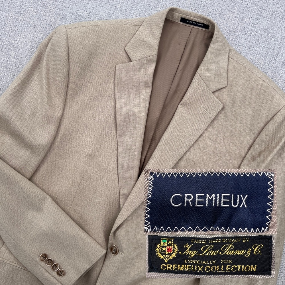 Cremieux Drew Loro Piana Wool Sport Coat Blazer‎ Men 42R Beige Made In Canada